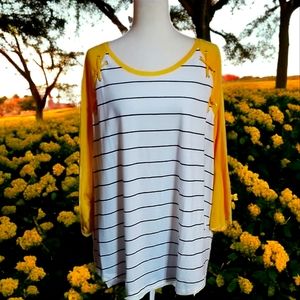 Women's 3XL Stripped Lace Up Crew Neck Maurices blouse